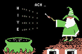 Spelling Wiz (Atari 8-bit) screenshot: ACHE