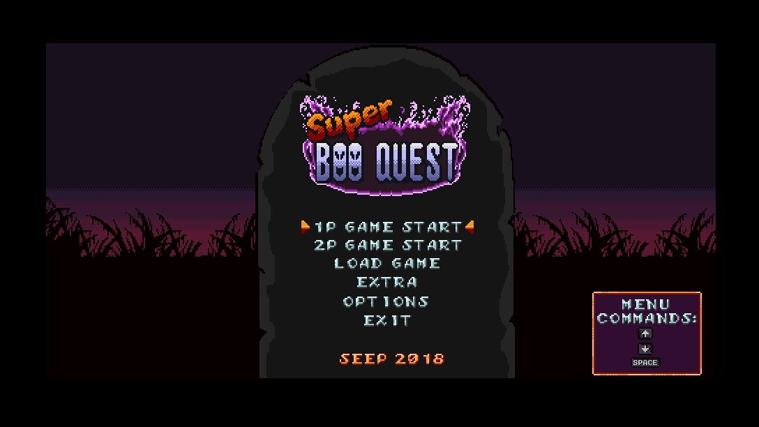Super BOO Quest (Windows) screenshot: Main menu