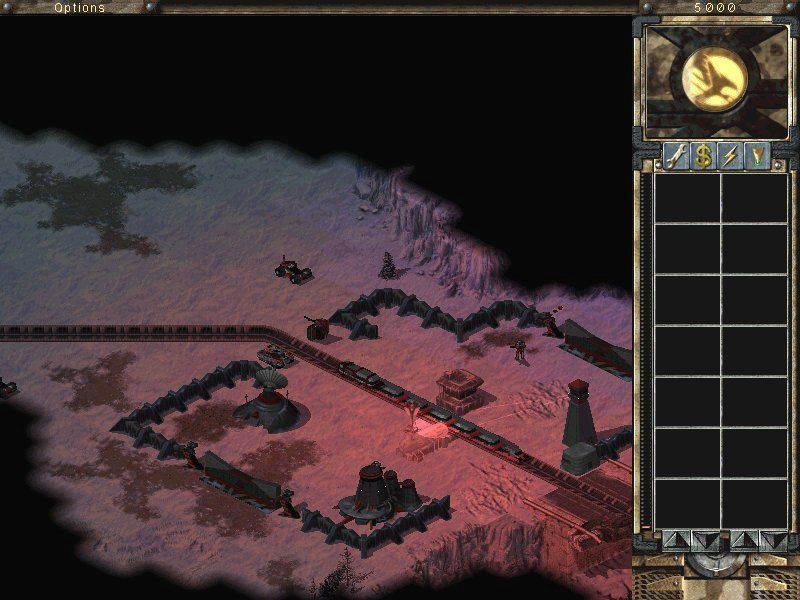 Command & Conquer: Tiberian Sun (Windows) screenshot: Nod train station at night.