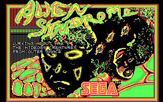 Alien Syndrome (DOS) screenshot: Title screen (CGA)