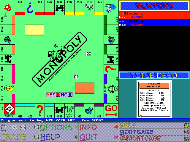 Screenshot of Monopoly (DOS, 1999) - MobyGames