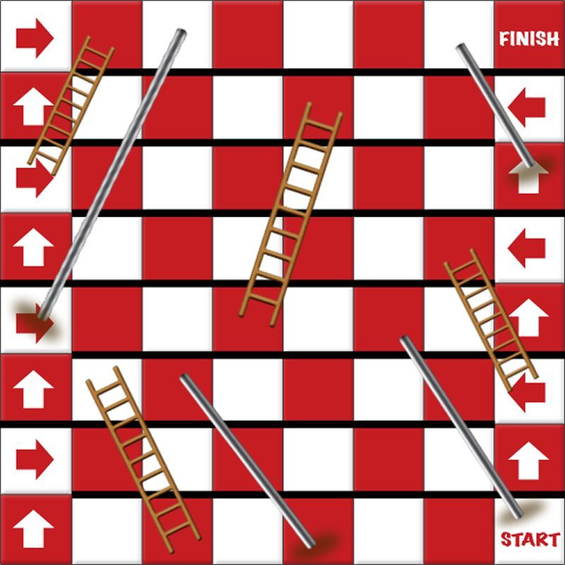Finley The Fire Engine: Friendlyville Fun (Windows) screenshot: Poles and Ladders: This is the game board, there is also a more traditional version using snakes.<br>This is one of the games that would not run. This board probably sits on a custom background