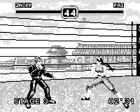 Fighters Megamix (Game.Com) screenshot: If you look closely you'll recognize this background as Pai's stage from Virtua Fighter 2 (& 2.1)