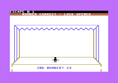 Houdini Escape (Commodore 64) screenshot: Guessing a Number