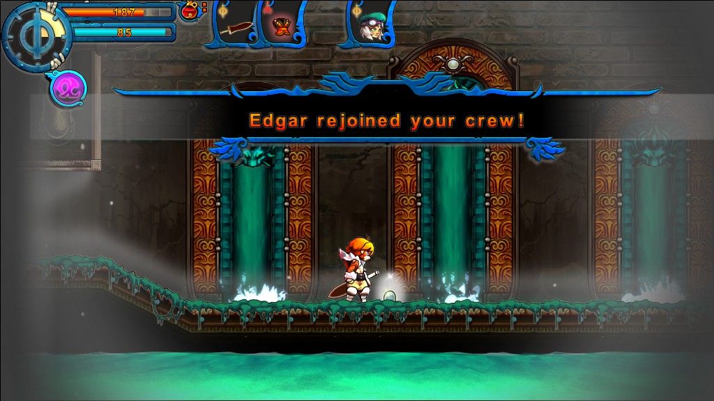Valdis Story: Abyssal City (Windows) screenshot: While you explore the city, you gather your crew