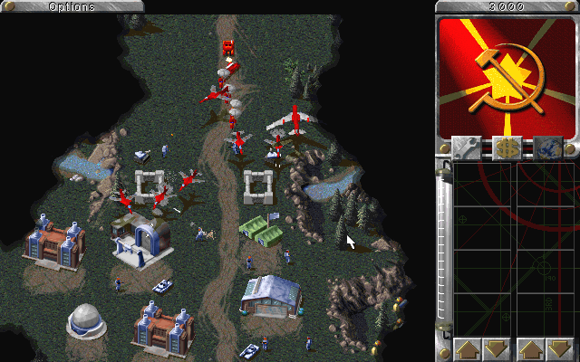 Command & Conquer: Red Alert (Windows) screenshot: Nice way to start a mission is by overtaking the enemy base.
