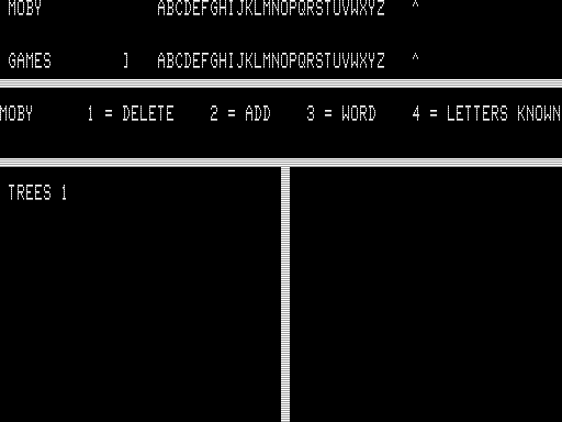 Wordo (TRS-80) screenshot: Adding and Deleting Letters