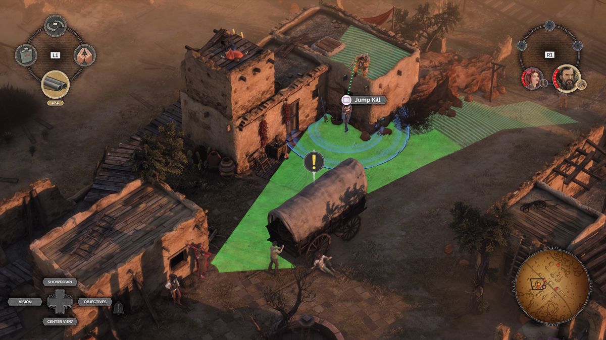 Desperados III (PlayStation 4) screenshot: A small town of Las Piedras