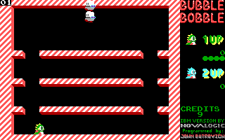 Bubble Bobble (DOS) screenshot: Gameplay (Tandy)