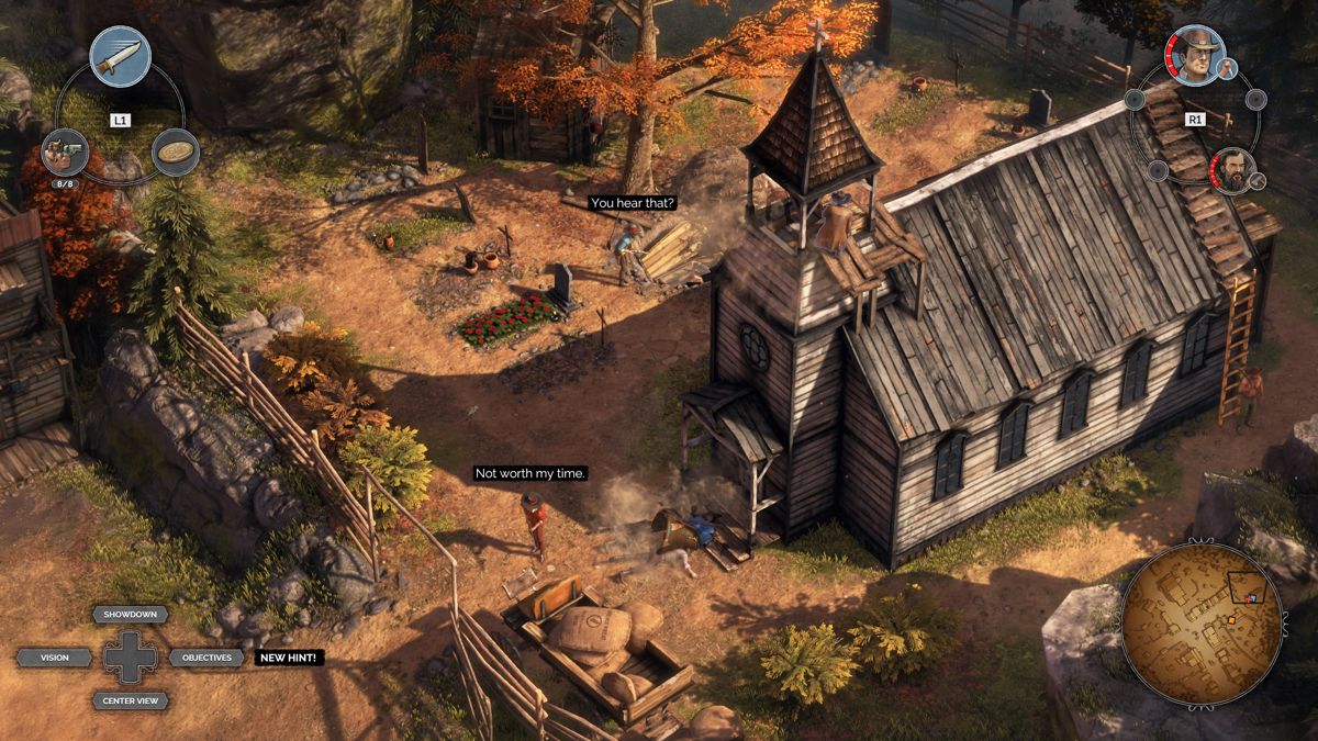 Desperados III (PlayStation 4) screenshot: Causing accidental deaths won't raise any alarm