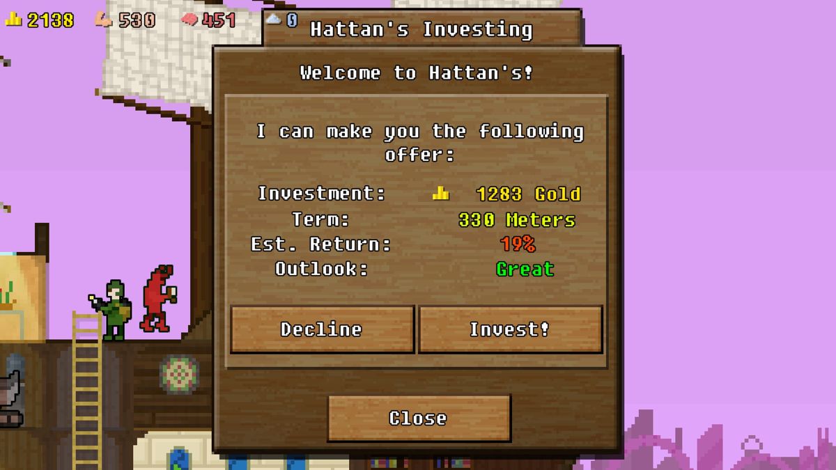 You Must Build a Boat (Windows) screenshot: There's even an NPC that will give you a return on investments.