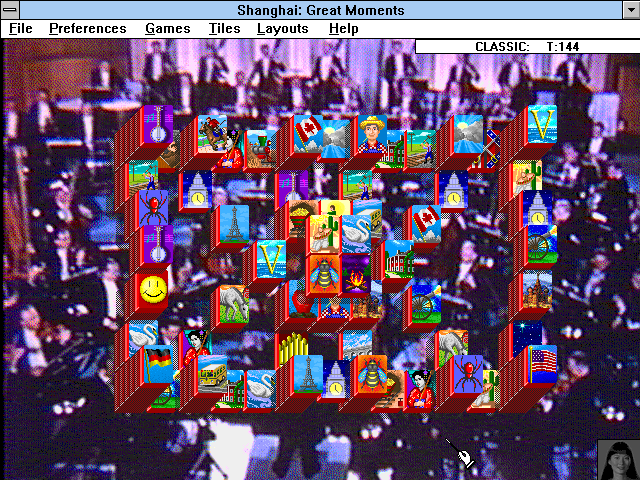 Shanghai: Great Moments (Windows 16-bit) screenshot: The music tile set with the castle layout.