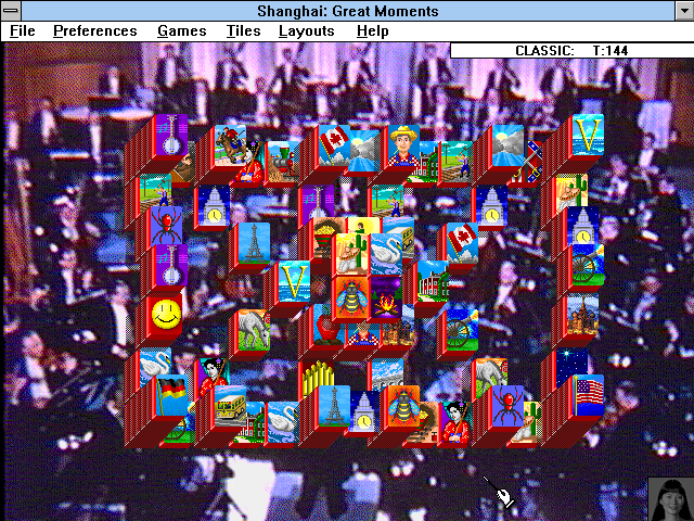 Shanghai: Great Moments (Windows 3.x) screenshot: The music tile set with the castle layout.