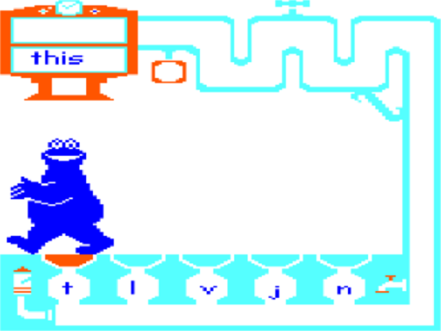 Cookie Monster Letter Crunch (TRS-80 CoCo) screenshot: Cookie Monster