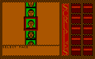 A Question of Scruples: The Computer Edition (DOS) screenshot: Selecting the player's portrait (CGA version)