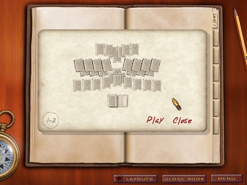 Jewel Quest Solitaire (Windows) screenshot: Level 1-2 presentation