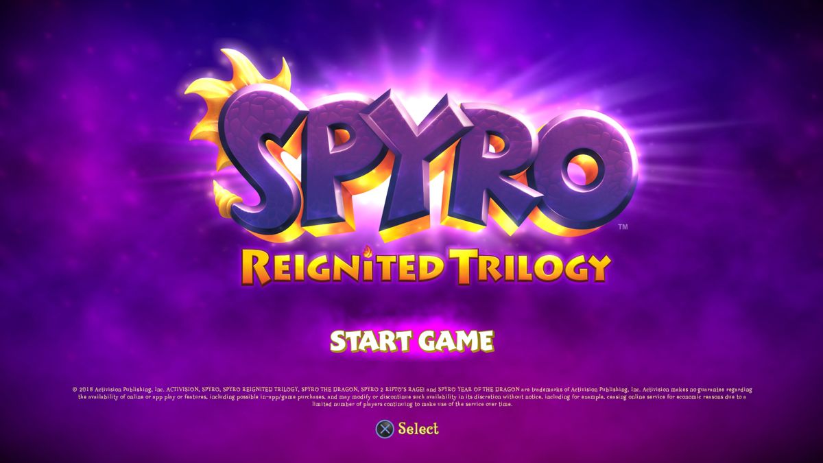 Spyro: Reignited Trilogy (PlayStation 4) screenshot: Spyro: Reignited Trilogy: Title screen