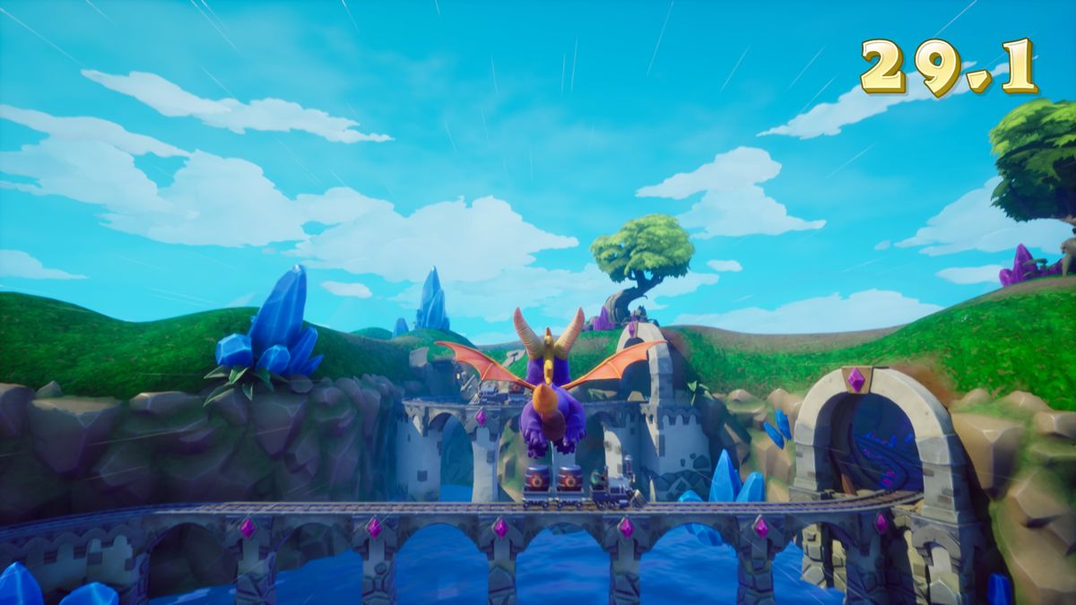 Spyro: Reignited Trilogy (PlayStation 4) screenshot: Spyro the Dragon: Destroying the barrels before the timer reaches zero