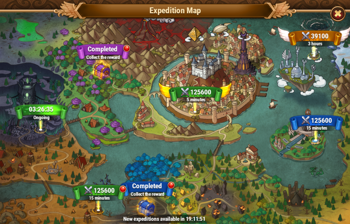 Hero Wars (Browser) screenshot: The expedition map