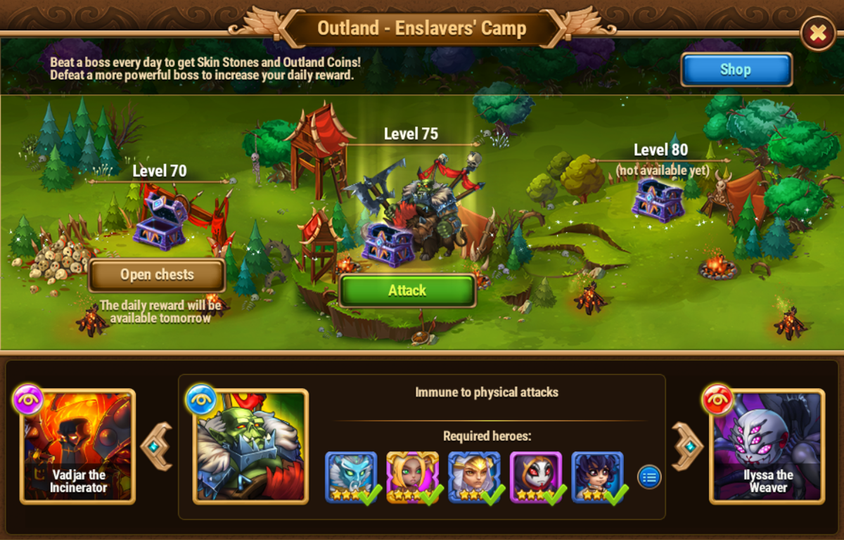 Hero Wars (Browser) screenshot: Outland