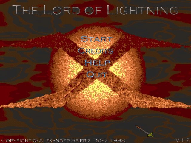 The Lord of Lightning (DOS) screenshot: Main menu/title screen.