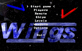 Wings (DOS) screenshot: Main game menu.
