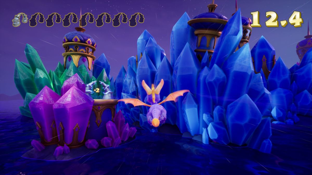 Spyro: Reignited Trilogy (PlayStation 4) screenshot: Spyro the Dragon: Flying through the archways time challenge