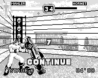 Fighters Megamix (Game.Com) screenshot: Continue Screen