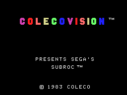 SubRoc 3-D (ColecoVision) screenshot: Title screen.