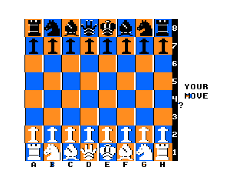 Voxchess (TRS-80 CoCo) screenshot: New Game