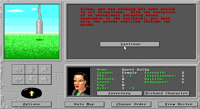 Gene Splicing (DOS) screenshot: The game starts on a rather slow footing.