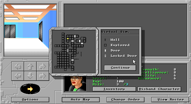 Gene Splicing (DOS) screenshot: Thankfully you don't need to draw level maps by hand on squared paper, like one would in really early RPGs of a similar kind.