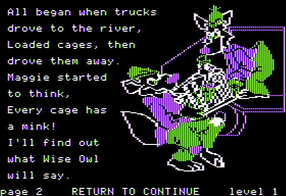 Maggie the Mink (Apple II) screenshot: Mink Coats are in Style
