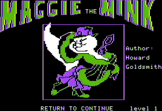 Maggie the Mink (Apple II) screenshot: Title Screen