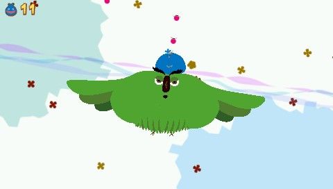 LocoRoco 2 (PSP) screenshot: Flying on an owl