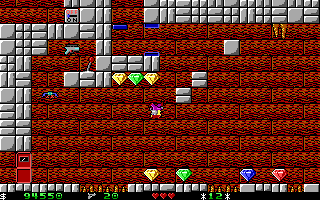 Crystal Caves (DOS) screenshot: Reverse gravity.