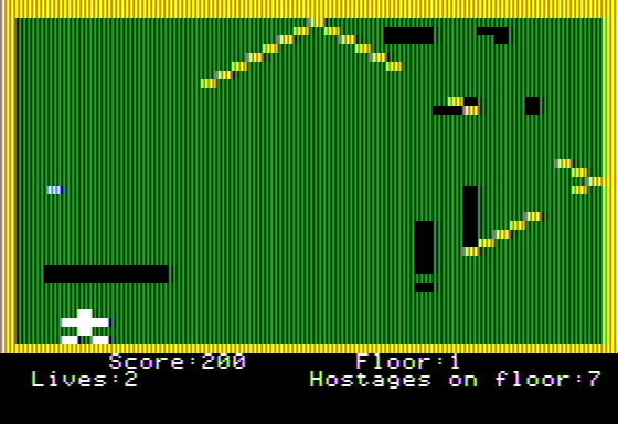 Crisis (Apple II) screenshot: Avoiding the Yellow Alien