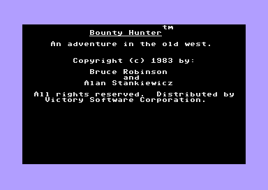 Bounty Hunter (Commodore 64) screenshot: Title Screen