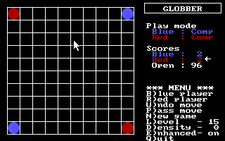 Globber (DOS) screenshot: CGA/EGA version of the game