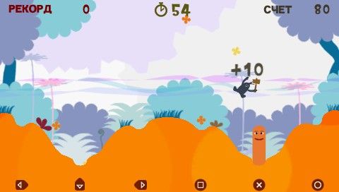 LocoRoco 2 (PSP) screenshot: Nyokki NyoNyokki is basically a whack-a-mole game