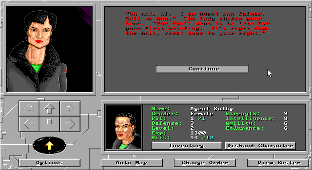 Gene Splicing (DOS) screenshot: The first character to join the player.