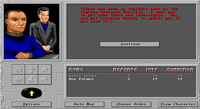 Gene Splicing (DOS) screenshot: The mission briefing is really... brief.