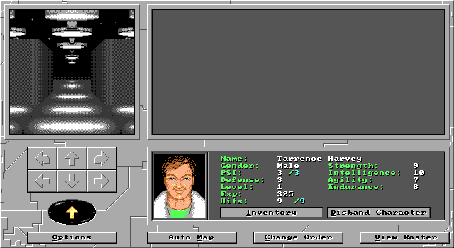 Gene Splicing (DOS) screenshot: Exploring the moon base.