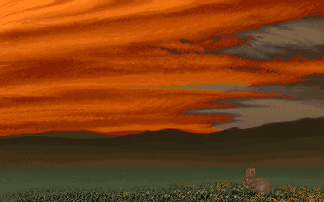 The Ultimate Doom (DOS) screenshot: a cute little rabbit