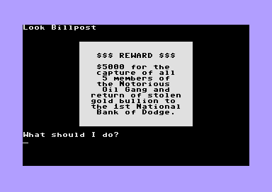 Bounty Hunter (Commodore 64) screenshot: Billboard