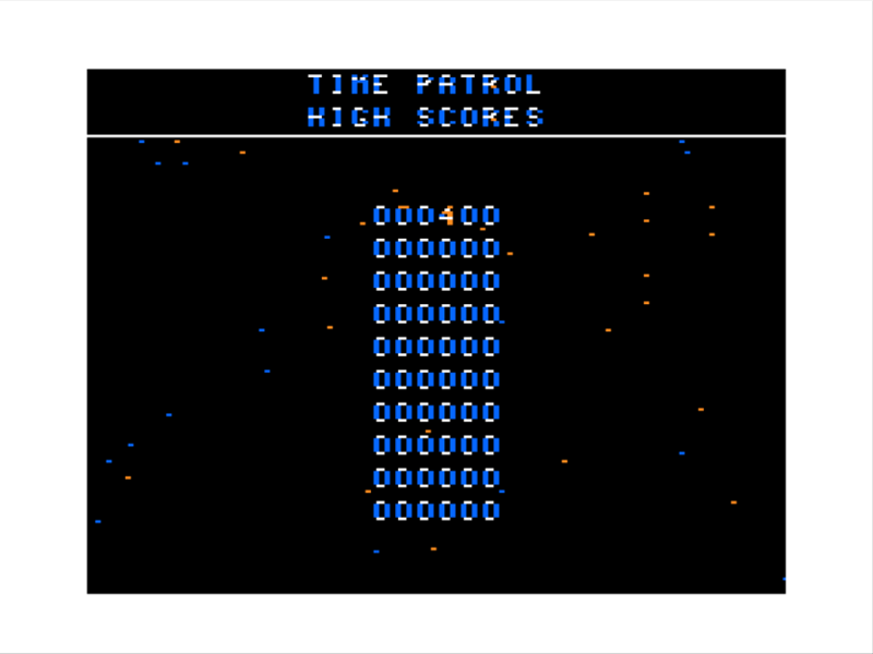 Time Patrol (TRS-80 CoCo) screenshot: High Scores