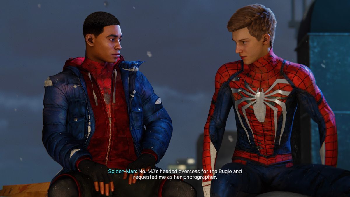 Marvel Spider-Man: Miles Morales (PlayStation 4) screenshot: Peter is taking a break for a while and is leaving Miles in charge of protecting the city