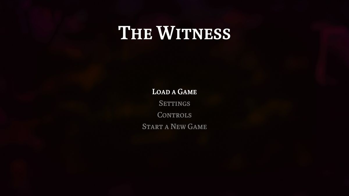 The Witness (PlayStation 4) screenshot: Main menu