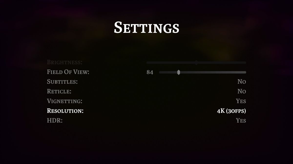 The Witness (PlayStation 4) screenshot: Settings
