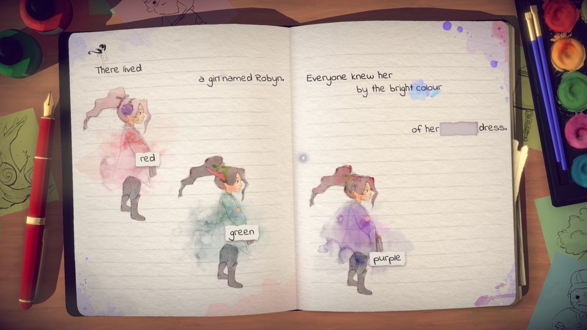 Lost Words: Beyond the Page (Windows) screenshot: There are many elements you can determine, such as the character's outfit. It will be used for the rest of the game.